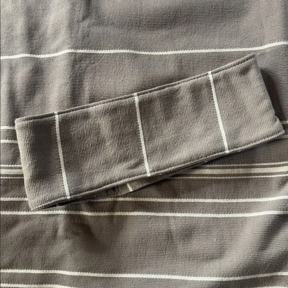 Adult Unisex Gray Striped Poncho Towel & Headband 100% Cotton Turkish Robe NEW